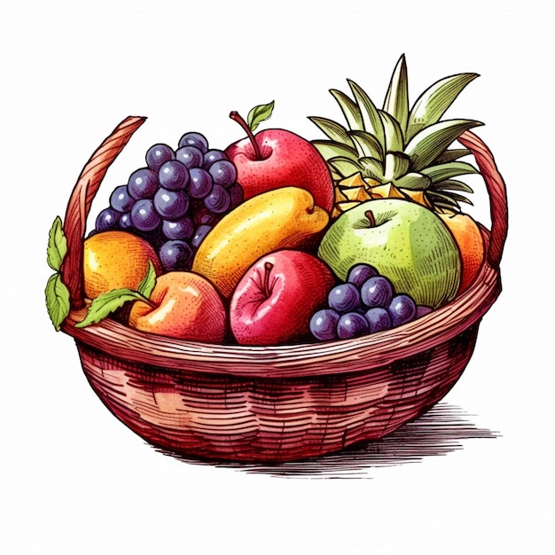 there is a basket of fruit that is sitting on a table generative ai