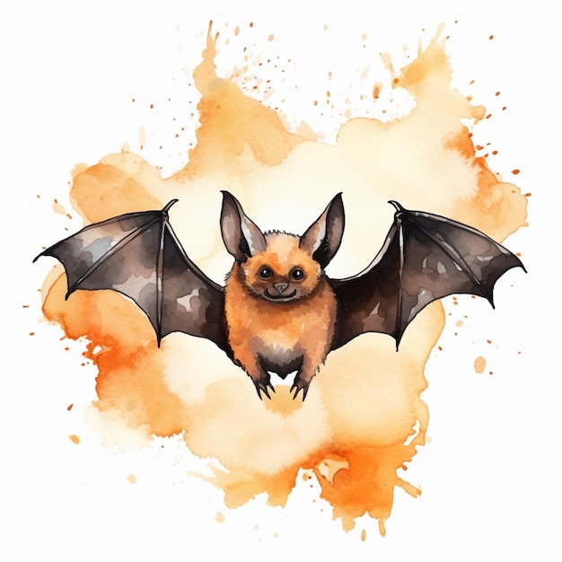 There is a bat that is flying in the sky with orange spots generative ai