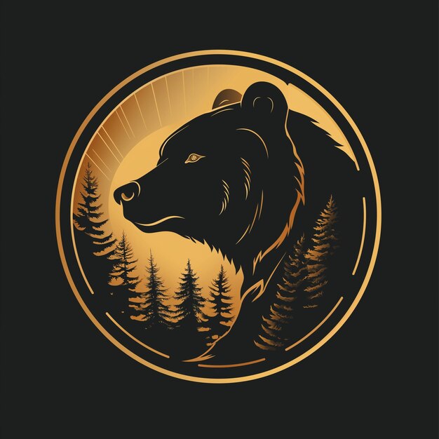 Photo there is a bear that is looking out of a circle generative ai