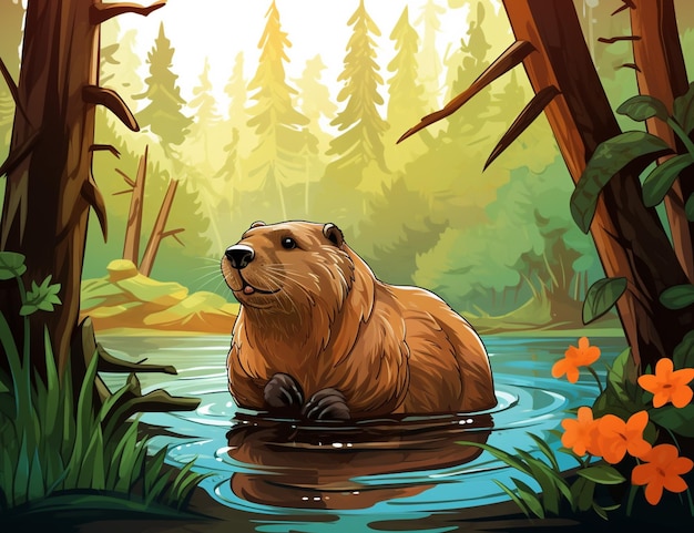 there is a bear that is sitting in the water generative ai