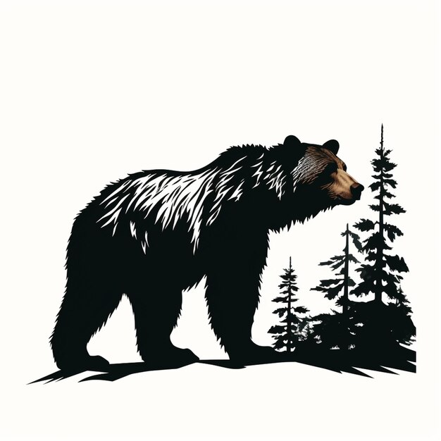 there is a bear that is standing in the grass near a tree generative ai