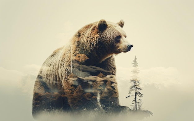 There is a bear that is standing in the middle of a field generative ai