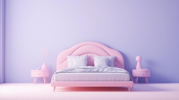 There is a bed with pillows and a nightstand with a lamp generative ai