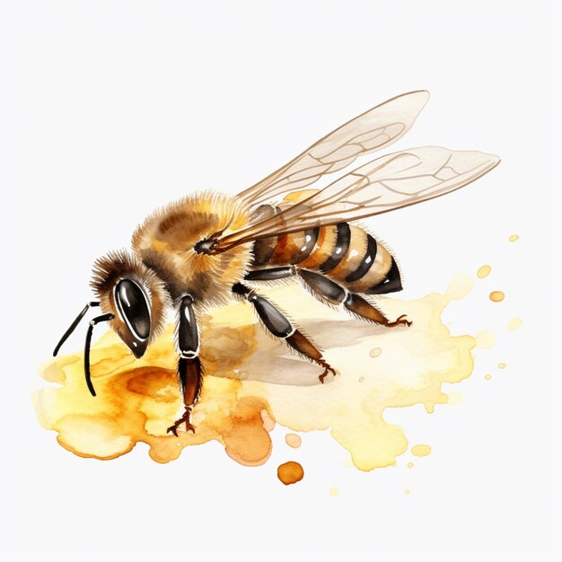 there is a bee that is sitting on a piece of honey generative ai