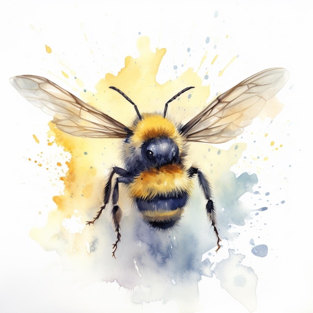 There is a bee that is sitting on a white surface generative ai