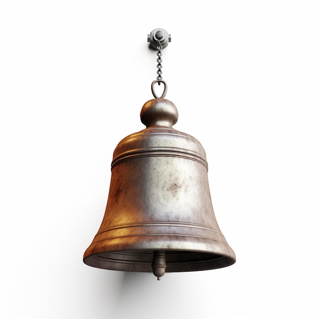 There is a bell hanging from a chain on a wall generative ai