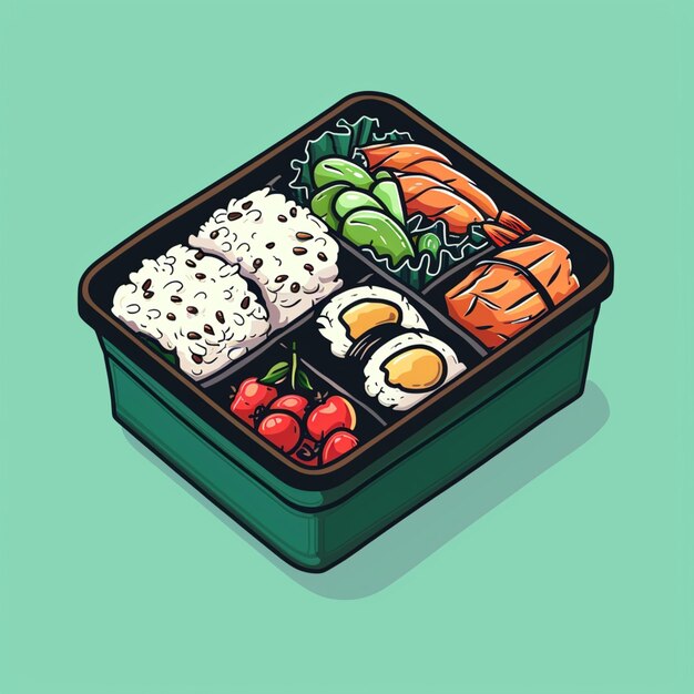 there is a bento box with a variety of food in it generative ai