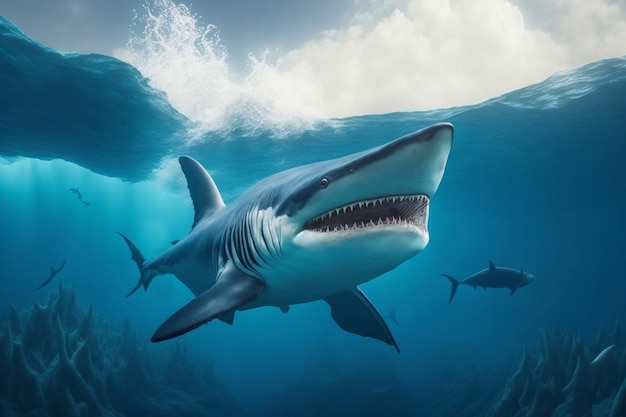 there is a big shark in the sea ai generator