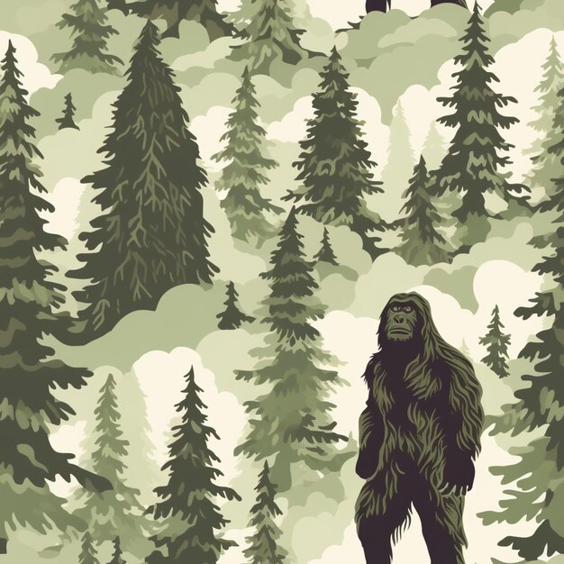 Foto c'è un bigfoot in piedi in mezzo a una foresta generativa ai