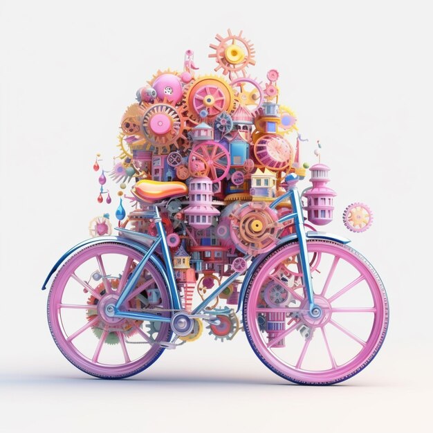 Photo there is a bike with a bunch of gears on it generative ai