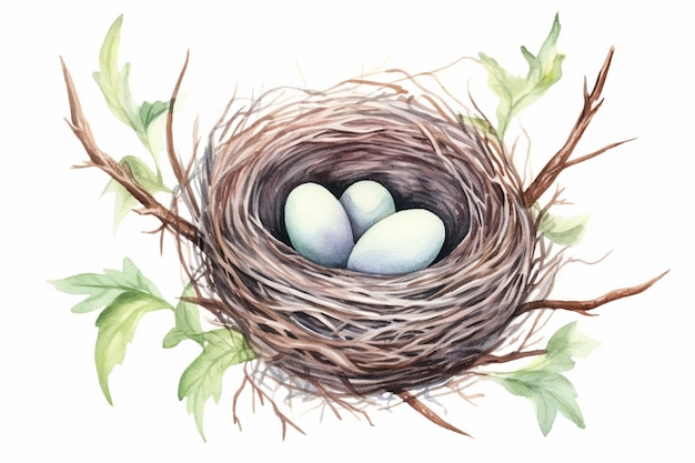 there is a bird nest with two eggs in it generative ai