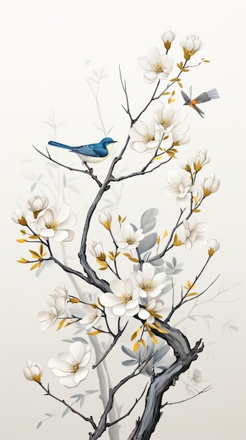 There is a bird sitting on a branch of a tree generative ai