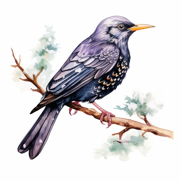나무 생성 인공 지능의 가지에 새가 앉아 있습니다.