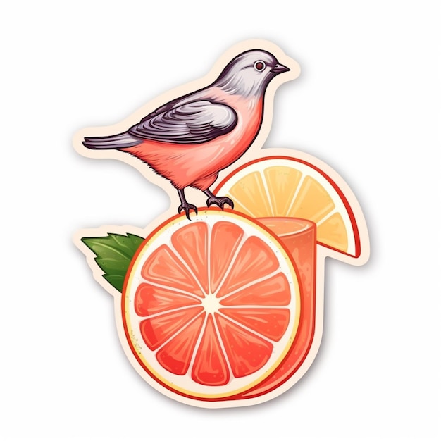 there is a bird sitting on top of a grapefruit cut in half generative ai