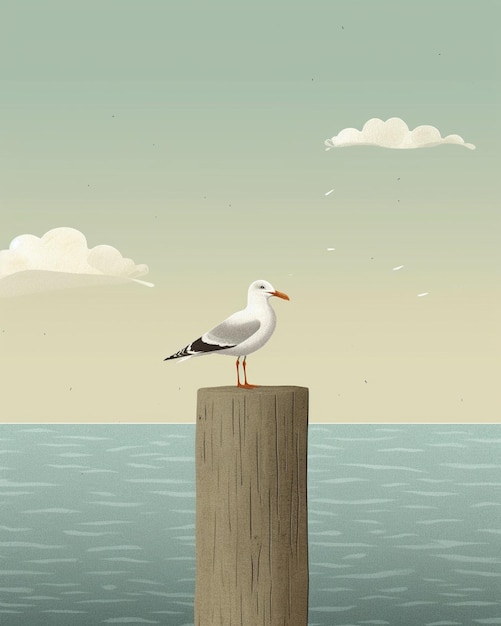 Photo there is a bird that is standing on a post in the water generative ai