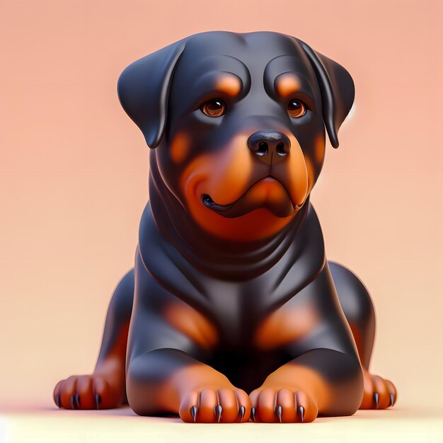 There is a black and brown dog statue sitting on a white surface Generative AI