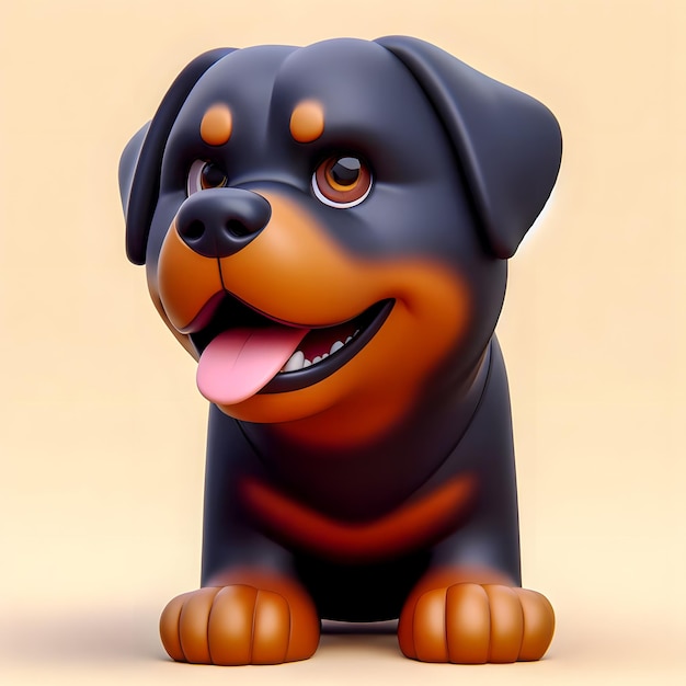 There is a black and brown dog with a big smile on it's face Generative AI