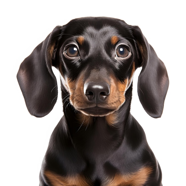 there is a black and brown dog with a sad look on his face Generative AI