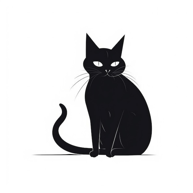 There is a black cat sitting on the floor with its eyes open generative ai