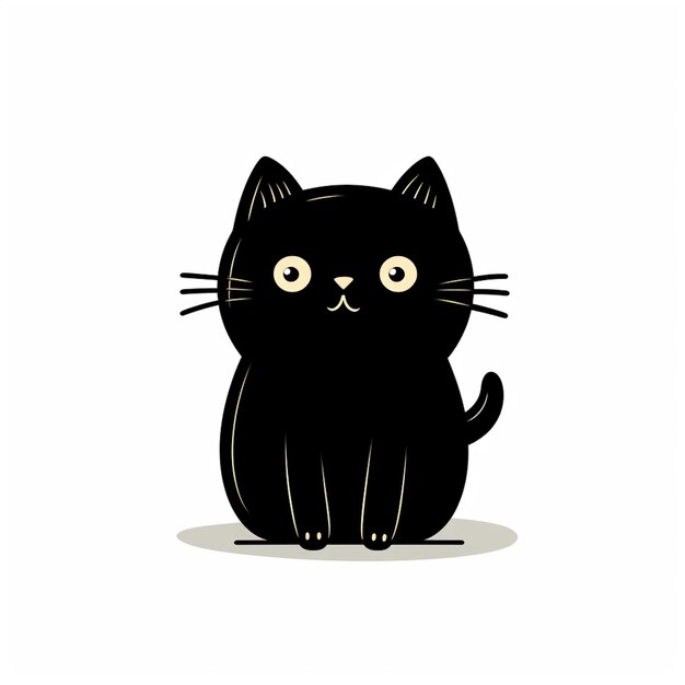 there is a black cat sitting on the ground with a white background generative ai