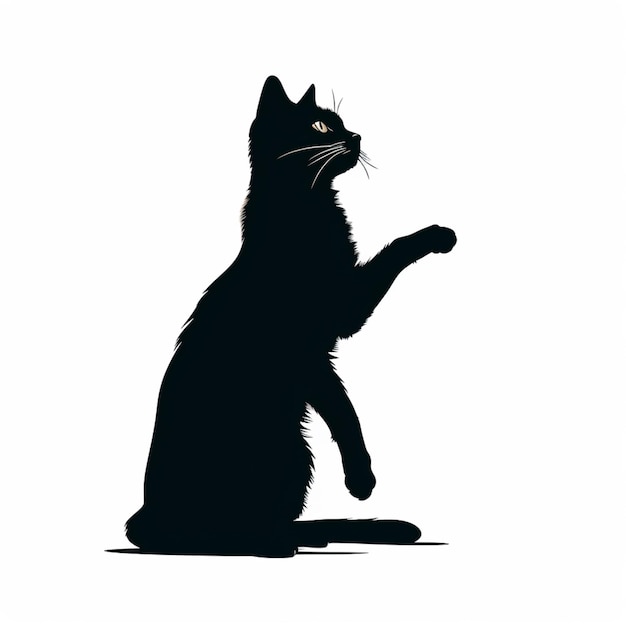 there is a black cat sitting on its hind legs generative ai