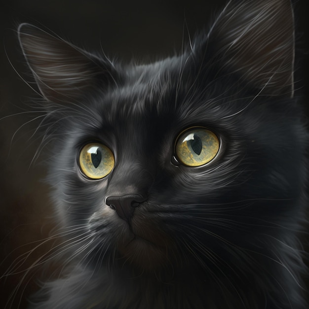 cute black cat icon. AI Generated 27735824 PNG