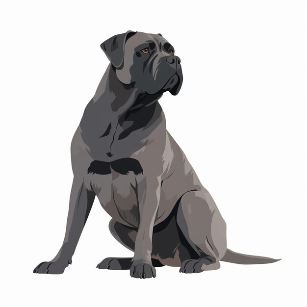 there is a black dog sitting on the ground with a white background generative ai