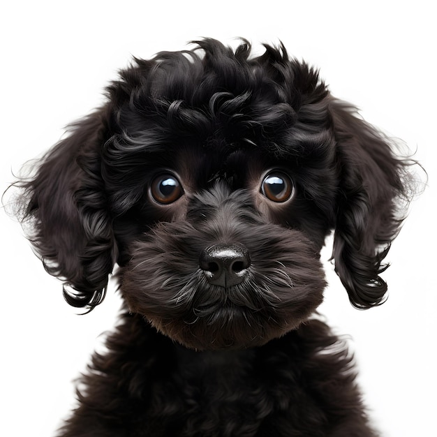 there is a black puppy with blue eyes looking at the camera Generative AI