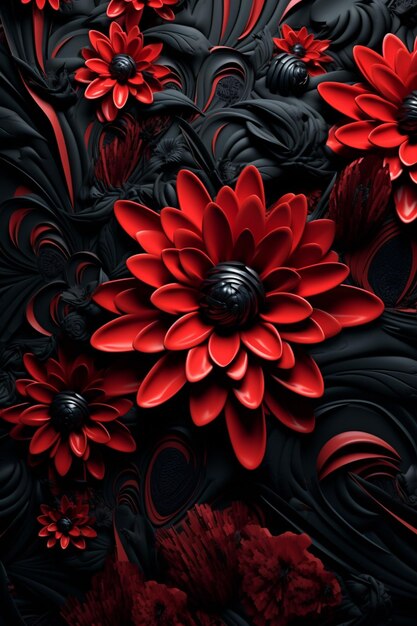Dark Floral Peel and Stick Wallpaper Red and Black Floral - Etsy