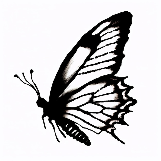 Там черно-белая бабочка с белым фоном генеративный ай
