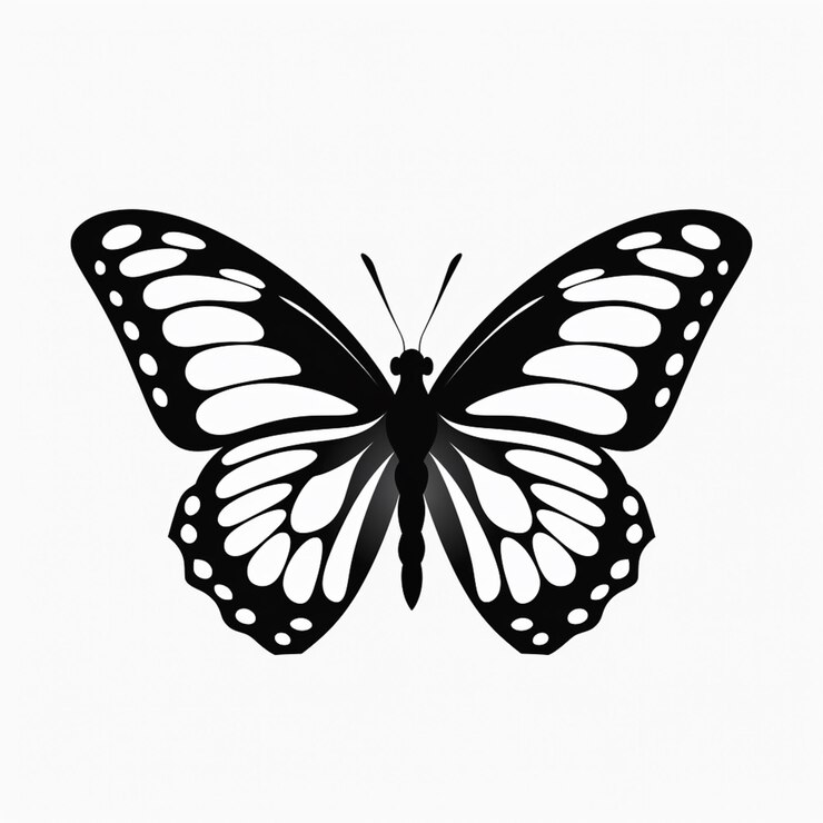 黒と白の蝶に 白い点が付いている