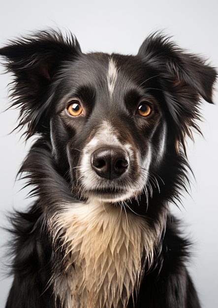 there is a black and white dog with a white collar generative ai