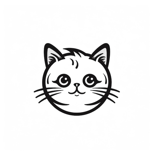 There is a black and white drawing of a cats face generative ai