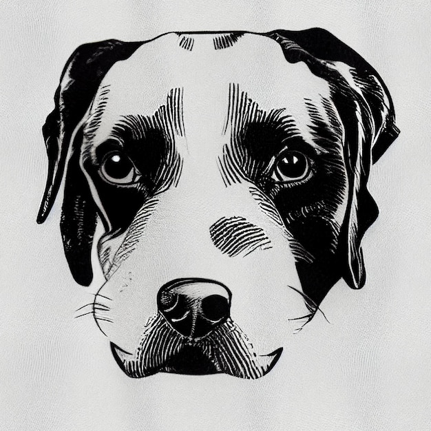 There is a black and white drawing of a dogs face generative ai