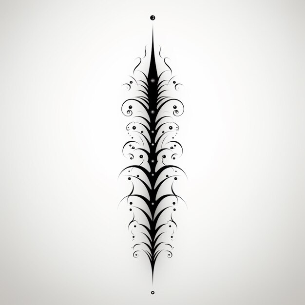 there is a black and white drawing of a long feather generative ai