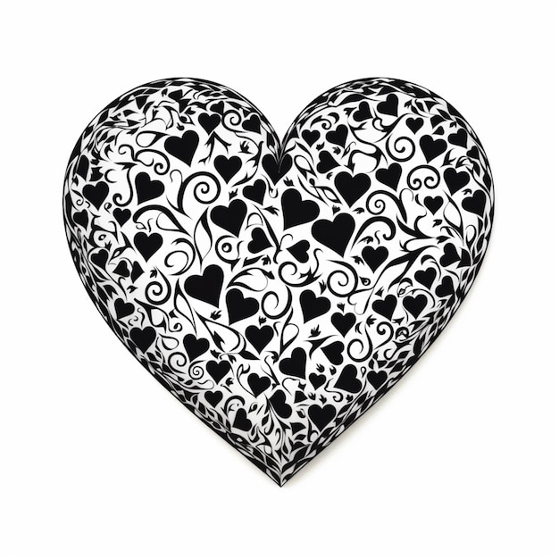 There is a black and white heart with hearts on it generative ai