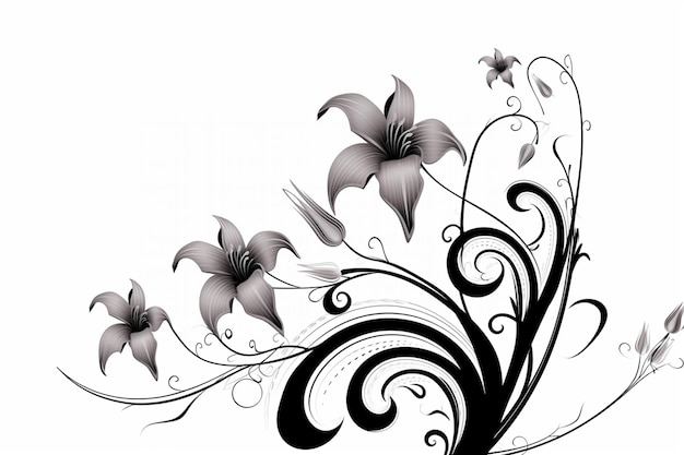 Photo there is a black and white image of a flower with swirls generative ai