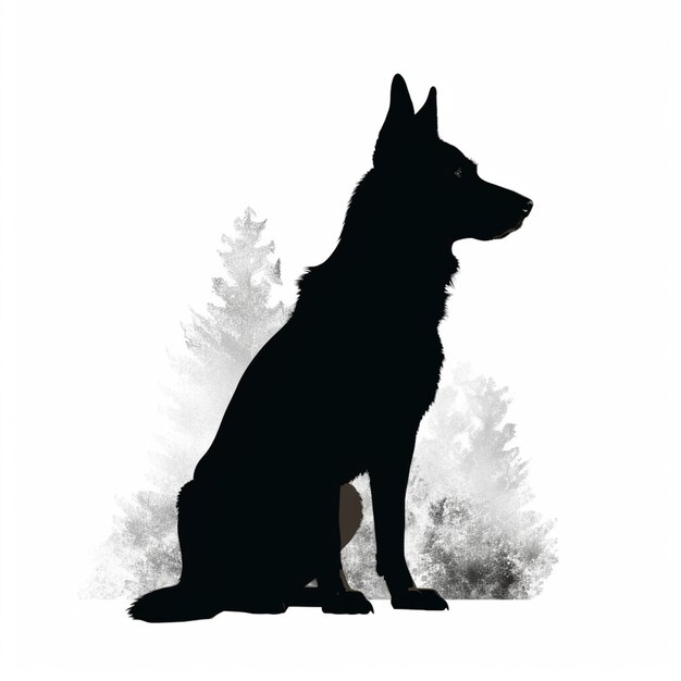 there is a black and white photo of a dog sitting in the snow generative ai