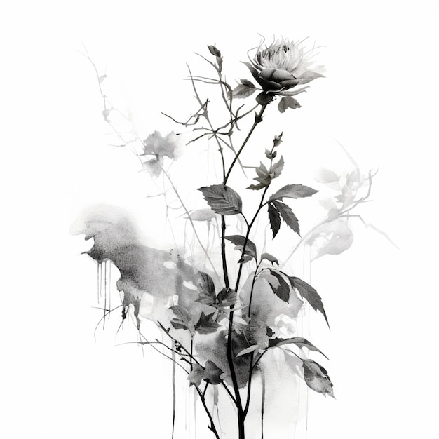 Photo there is a black and white photo of a flower in a vase generative ai