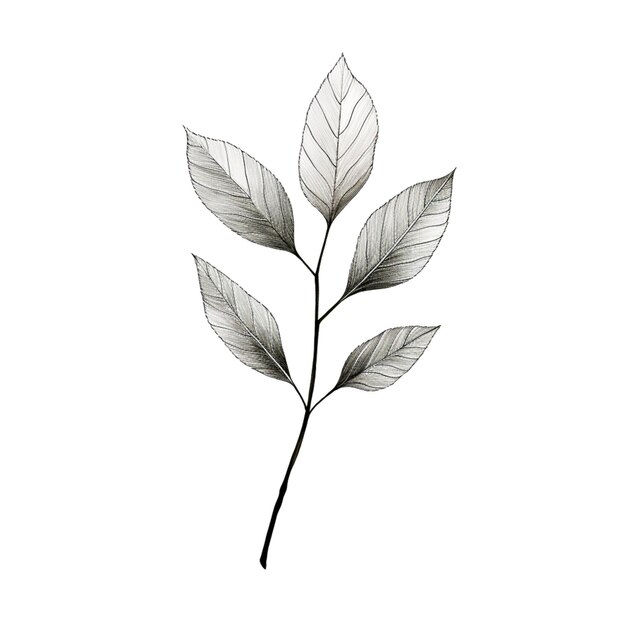 there is a black and white photo of a leaf on a branch generative ai