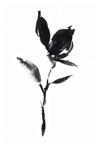 Foto c'è una foto in bianco e nero di una pianta con foglie generative ai