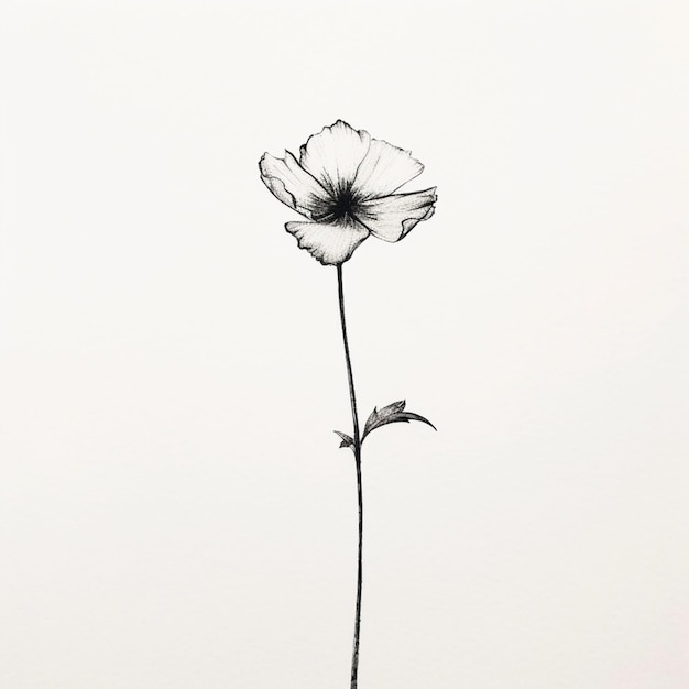 Photo there is a black and white photo of a single flower generative ai