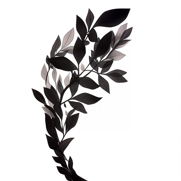 Photo there is a black and white photograph of a plant with leaves. generative ai.