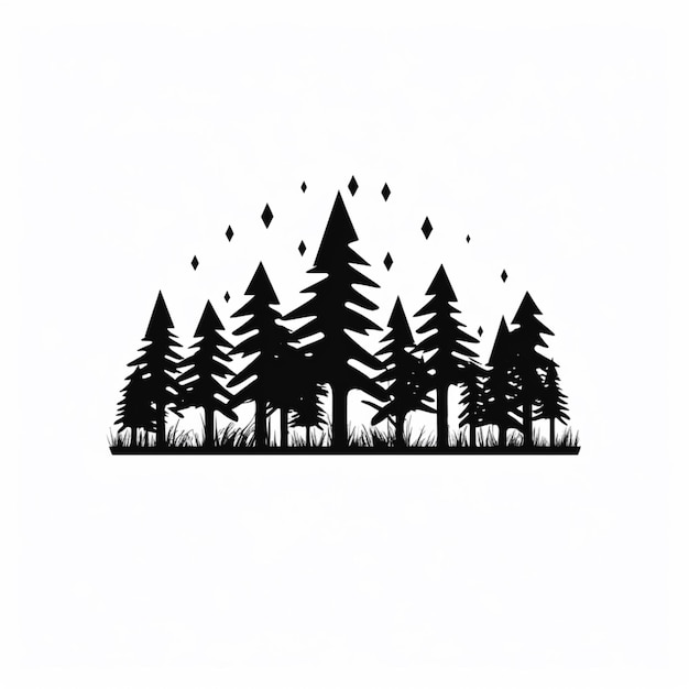 나무 생성 AI가 있는 숲의 흑백 사진이 있습니다.