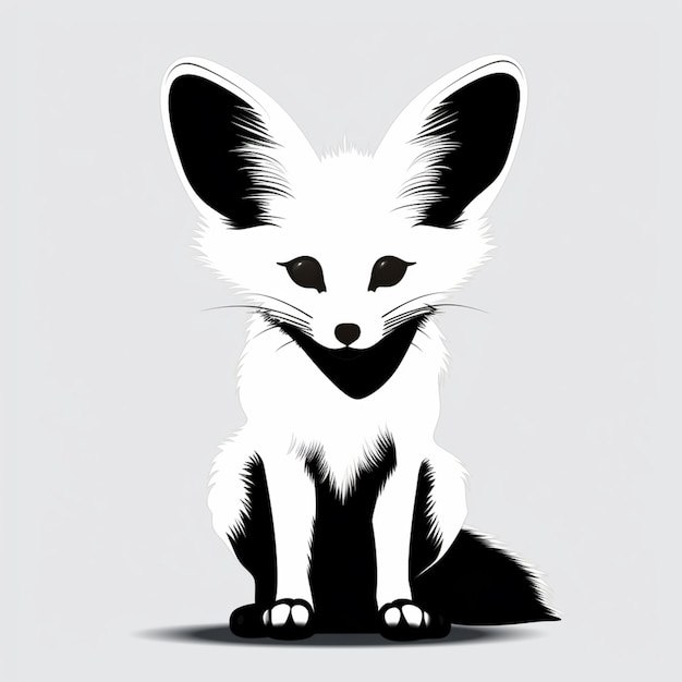 there is a black and white picture of a fox sitting down generative ai