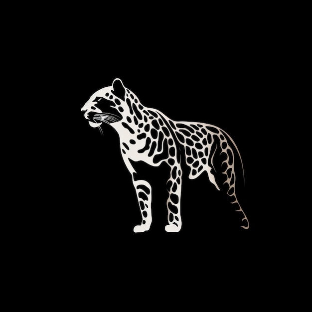 Foto c'è un'immagine in bianco e nero di un leopardo su uno sfondo nero generativo ai