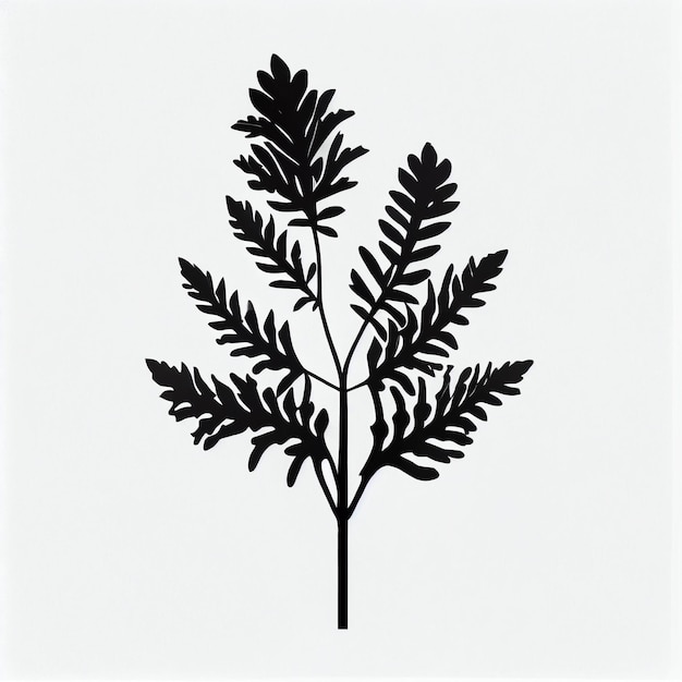 Photo there is a black and white picture of a plant with leaves generative ai