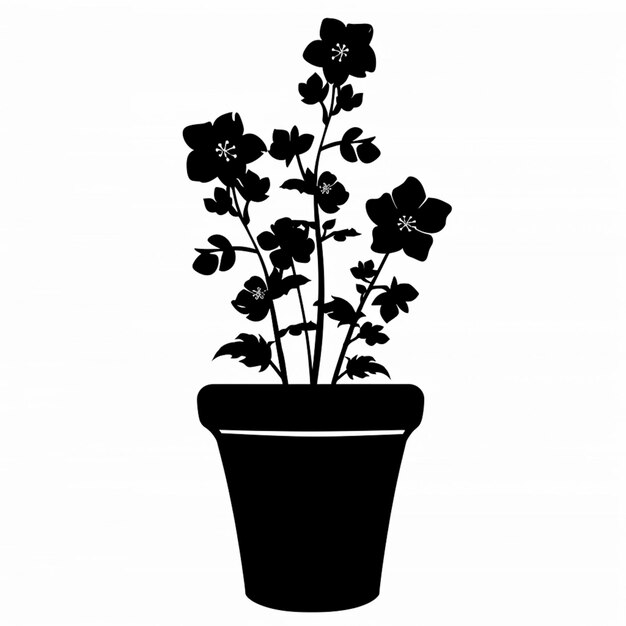 Photo there is a black and white silhouette of a potted plant generative ai