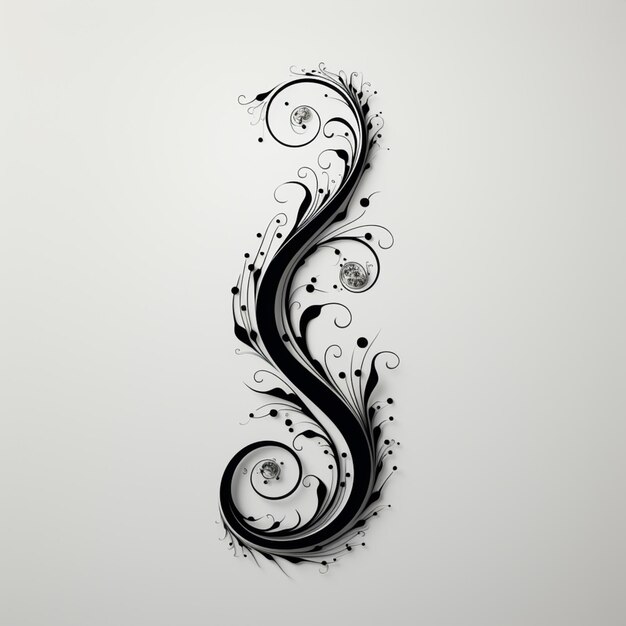 there is a black and white swirly design on a white background generative ai