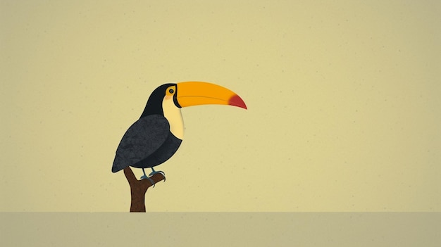 There is a black and yellow bird sitting on a branch generative ai